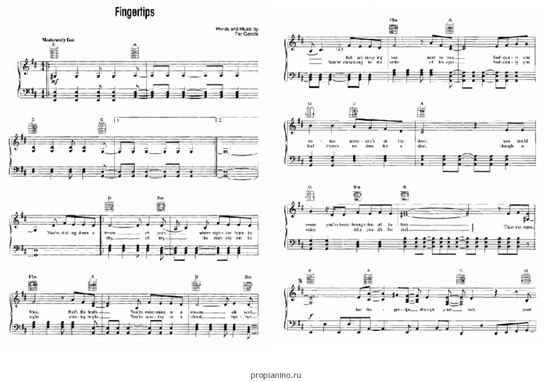 Fingertips (Roxette) ноты