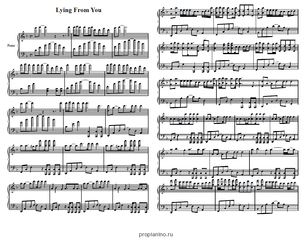 Linkin Park-Lying From You Sheet Music pdf, - Free Score Download ★