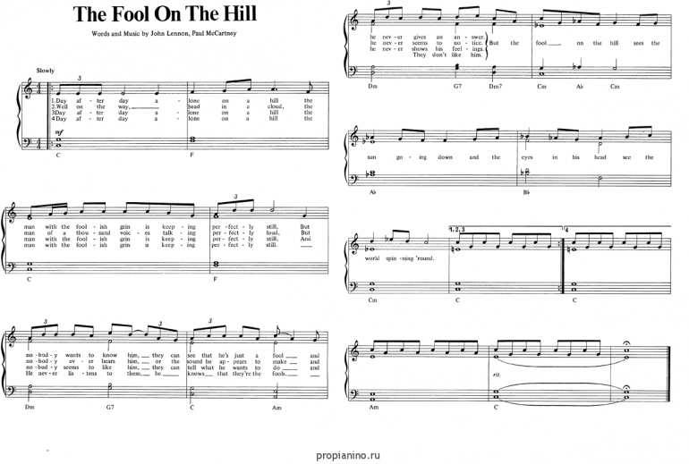 Paroles De The Beatles The Fool On The Hill propianino.ru